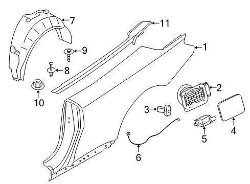 2016 BMW 435i Quarter Panel & Components, Exterior Trim Finisher, Side Window, Rear Left Diagram for 51377279765