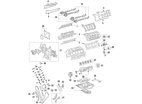 2009 Lexus GS460 Engine Parts, Mounts, Cylinder Head & Valves, Camshaft & Timing, Oil Pan, Oil Pump, Crankshaft & Bearings, Pistons, Rings & Bearings, Variable Valve Timing Cover Sub-Assembly, Cylinder Diagram for 11201-38061