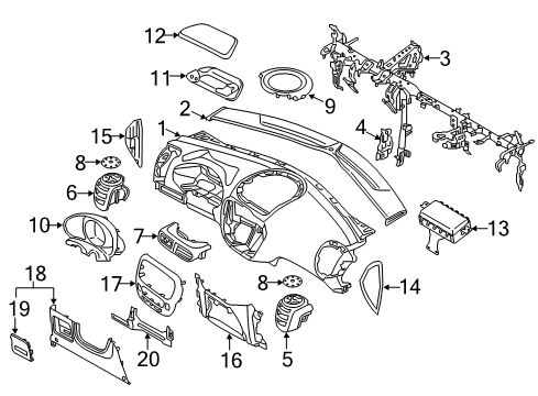 2016 Kia Soul EV Instrument Panel Panel-Cluster Reinforcement Diagram for 84832B2000GA6