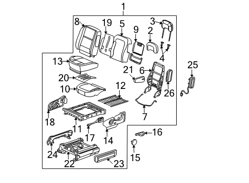 2006 Buick Terraza Front Seat Components Switch Asm, Passenger Seat Adjuster Diagram for 88897537