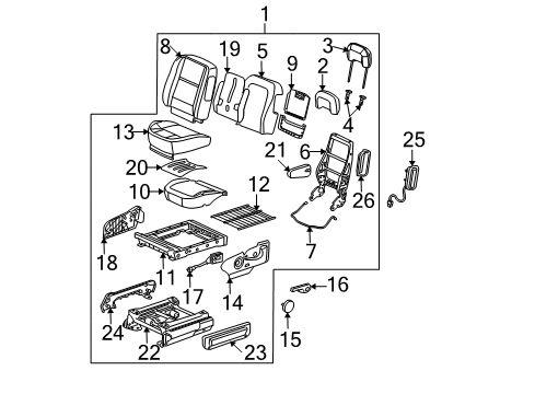 2006 Buick Terraza Front Seat Components Panel Asm, Passenger Seat Cushion Inner Finish *Cashmere Diagram for 89043981