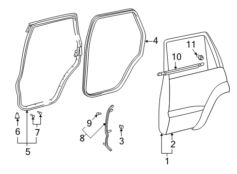 2006 Lexus GX470 Rear Door Weatherstrip, Rear Door Opening Trim, RH Diagram for 62331-60050-B0