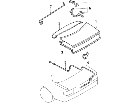 1989 Toyota Corolla Trunk Lid Weatherstrip, Luggage Compartment Door Diagram for 64461-12440