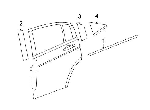 2008 Dodge Avenger Exterior Trim - Rear Door APPLIQUE-C Pillar Diagram for 4389634AD