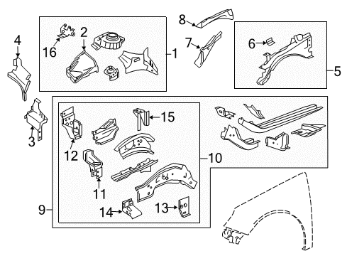 2012 Buick Regal Structural Components & Rails Lower Rail Assembly Diagram for 22786083