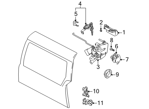 2002 Chevrolet Tracker Tail Gate Handle, Outside Diagram for 30021408