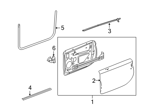 2005 Chevrolet SSR Door & Components Weatherstrip Asm-Front Side Door Diagram for 15228408