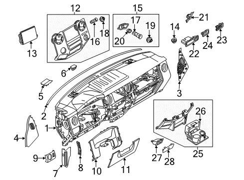 2015 Ford F-250 Super Duty Instrument Panel Bezel Diagram for BC3Z-2504338-AA