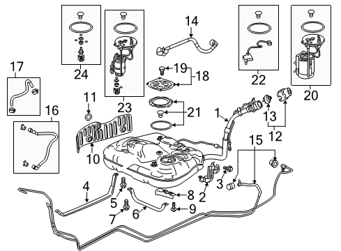 2021 Honda Odyssey Fuel System Components TANK SET, FUEL Diagram for 17044-THR-A05