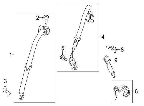 2015 Ford Focus Seat Belt Latch Diagram for F1EZ-5460044-AB