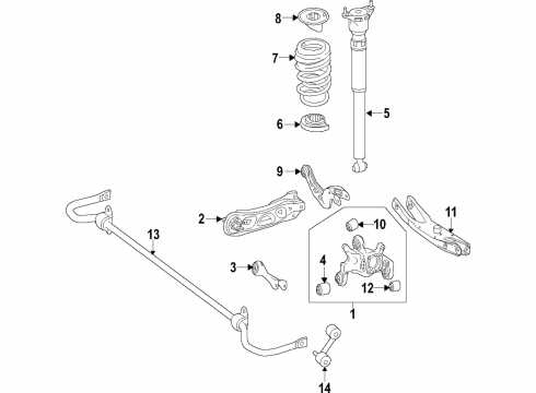 2018 Infiniti QX30 Rear Suspension Components, Lower Control Arm, Upper Control Arm, Ride Control, Stabilizer Bar Sensor Assy-Height, Rear Diagram for 53820-5DA1A