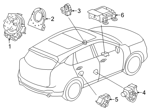 2020 Acura RDX Air Bag Components Sensor, Front Crash Diagram for 77930-TJB-A01