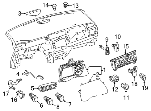 2021 Nissan LEAF Cluster & Switches, Instrument Panel Cover-Hole Diagram for 64899-0W000