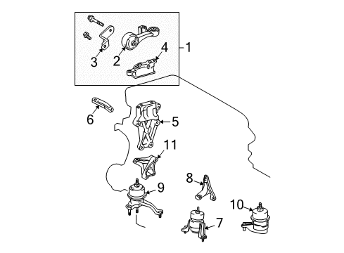 2010 Toyota Highlander Engine & Trans Mounting Rod Assembly Diagram for 12309-0V010