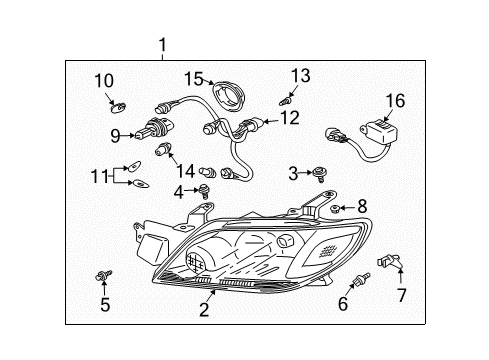 2003 Mitsubishi Outlander Bulbs Headlamp Bulb Diagram for MS820973