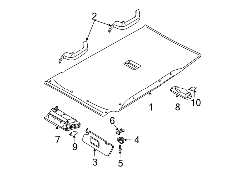 2004 Ford Focus Interior Trim - Roof Headliner Diagram for 3S4Z-7451916-KAA