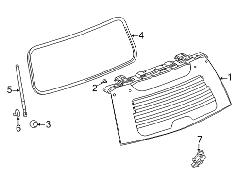 2022 Chevrolet Suburban Lift Gate Glass Weatherstrip Diagram for 84921039