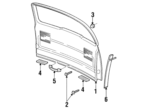 1998 Oldsmobile Silhouette Interior Trim - Lift Gate Molding, Lift Gate Upper Side Finish Diagram for 10309316