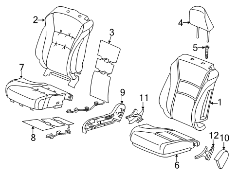 2013 Honda Accord Heated Seats Pad, Right Front Seat Cushion Diagram for 81137-T3L-A01
