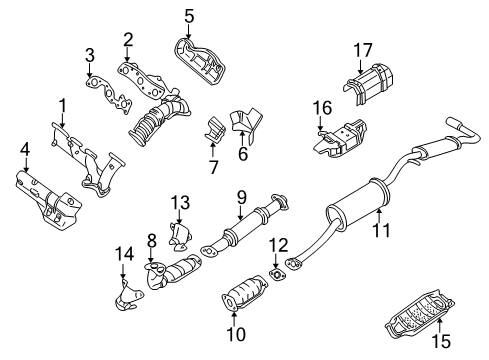 2002 Nissan Quest Exhaust Components Exhaust Manifold Diagram for 14002-7B001