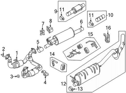 2021 Ford F-250 Super Duty Exhaust Components Center Pipe Mount Bracket Diagram for LC3Z-5260-A