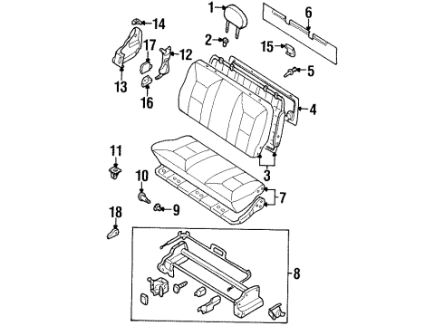 1995 Nissan Quest Rear Seat Components Cushion Assy-3RD Seat Diagram for 89300-0B121