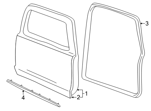 2003 Ford Explorer Sport Door & Components Outer Panel Diagram for 1L2Z-9820200-AA