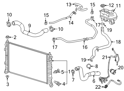 2021 Chevrolet Silverado 1500 Radiator & Components Reservoir Diagram for 84645616