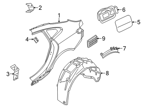 2022 BMW 228i xDrive Gran Coupe Quarter Panel & Components COVER POT Diagram for 51177487255
