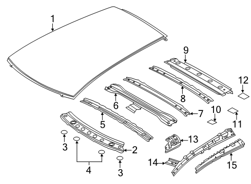 2015 Nissan Leaf Roof & Components Cover-Hole Diagram for 64891-JA00A