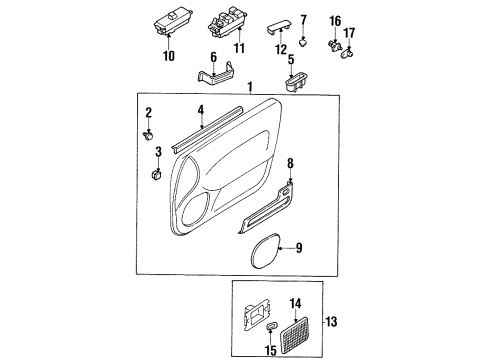 1997 Nissan Maxima Front Door Rear Left Door Window Regulator Assembly Diagram for 82721-40U10