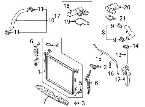 2009 Hyundai Genesis Radiator & Components Radiator Assembly Diagram for 25310-3M180