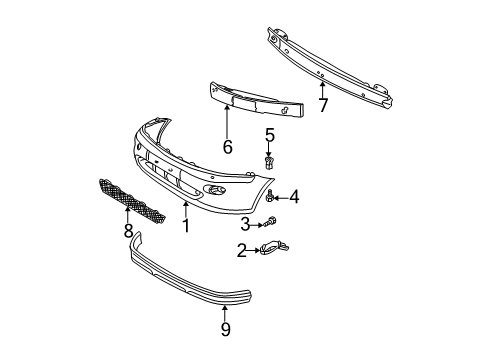 2003 Ford Focus Front Bumper Bumper Cover Reinforcement Diagram for YS4Z-17C861-AB