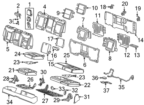 2020 Chevrolet Silverado 3500 HD Rear Seat Components Seat Cushion Pad Diagram for 84516961