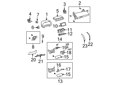 2009 Toyota Corolla Cluster & Switches, Instrument Panel Storage Compart Diagram for 55041-02120-B0