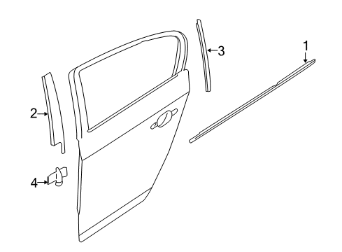 2015 BMW 320i xDrive Exterior Trim - Rear Door Cover, Window Guide Web, Exterior Right Diagram for 51357263382