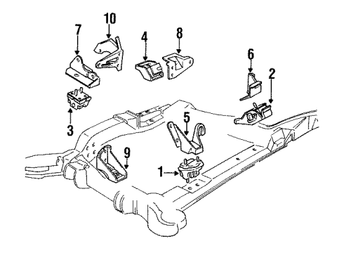 1986 Cadillac DeVille Engine & Trans Mounting Mount Asm, Trans Rear Diagram for 25528788