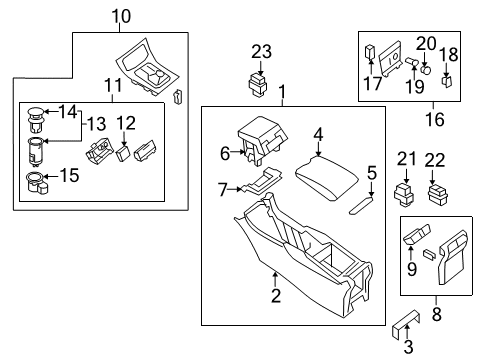 2017 Infiniti QX50 Power Seats Finisher-Console Box Diagram for 96930-3WV0A