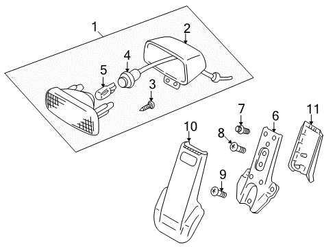 2000 Chevrolet Tracker Bulbs Mount Bracket Screw Diagram for 11508351