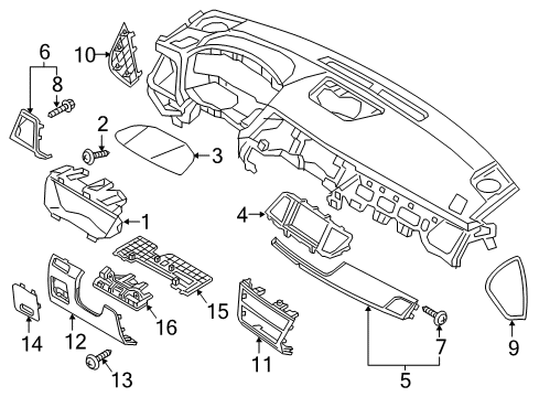 2015 Hyundai Genesis Cluster & Switches, Instrument Panel Panel Assembly-Cluster Facia, Front Diagram for 84835-B1000-RNB