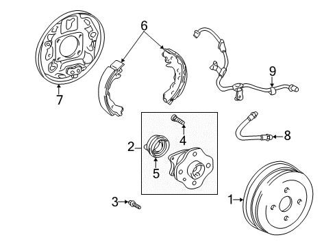 2006 Scion xA Anti-Lock Brakes Backing Plate Diagram for 47043-52010