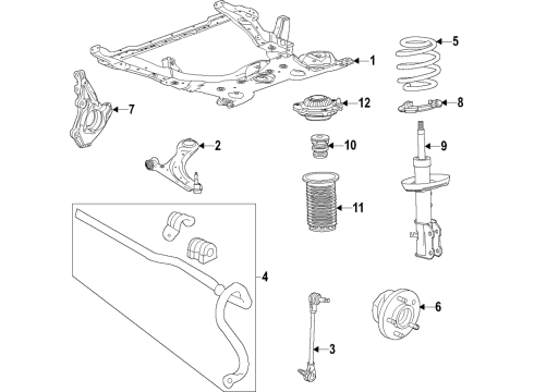 2020 Buick Encore GX Front Suspension Components, Lower Control Arm, Stabilizer Bar Coil Spring Diagram for 42743537