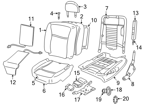 2003 Lincoln Town Car Power Seats Recliner Adjuster Diagram for 4W1Z-5462648-AA