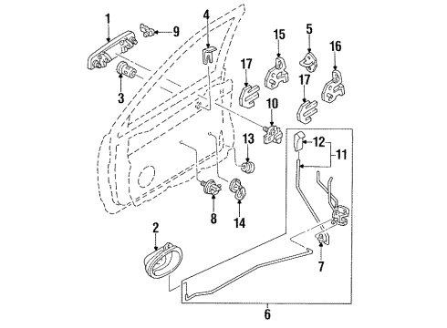 1996 Ford Aspire Front Door - Lock & Hardware Lock Cylinder Diagram for F4BZ6122050B