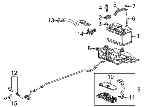 2022 Chevrolet Corvette Battery Battery Tray Diagram for 84656905