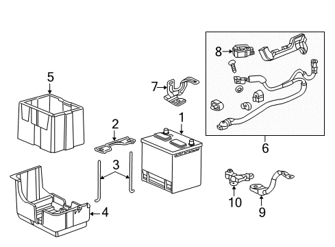 2015 Acura RDX Battery Bracket, Starter Cable Diagram for 32416-TX4-A00