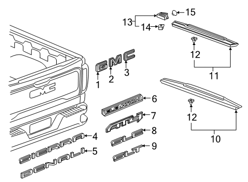 2020 GMC Sierra 1500 Exterior Trim - Pick Up Box Upper Molding Diagram for 84493626
