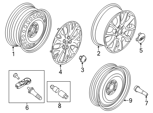 2020 Ford Police Responder Hybrid Wheels & Trim Wheel Cover Diagram for DS7Z-1130-A