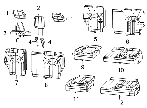 2020 Chrysler Pacifica Third Row Seats Seat Cushion Foam Diagram for 68224697AB