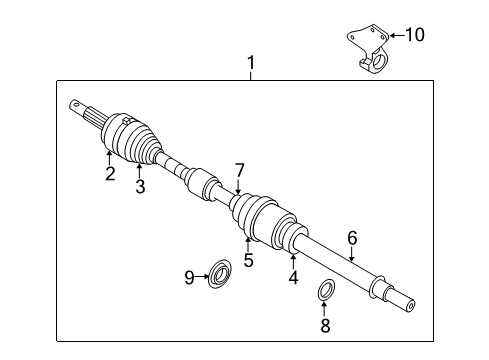 2015 Infiniti QX60 Drive Axles - Front Bearing-Support Diagram for 39774-JA02A